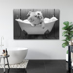 Girly Pig In Bathtub Canvas Wall Art