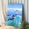Beach Blue Heron Portrait Canvas Wall Art