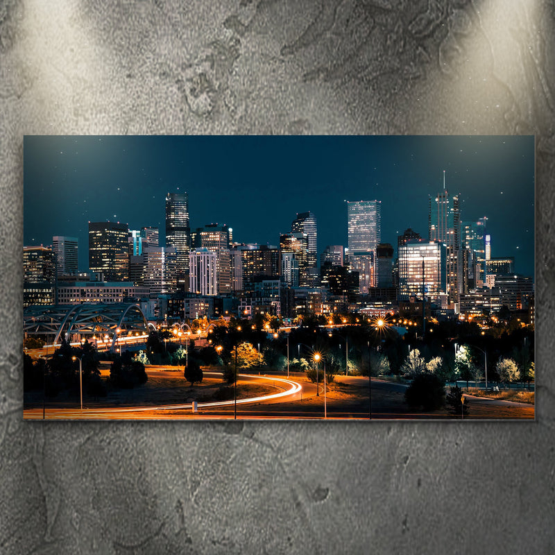 City Skyline Night View Canvas Wall Art