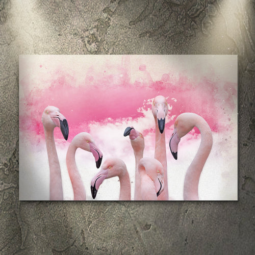 Pink Flamingo Watercolor Painting Canvas Wall Art