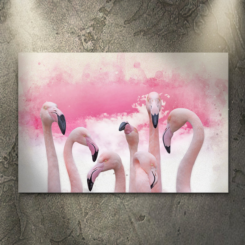 Pink Flamingo Watercolor Painting Canvas Wall Art