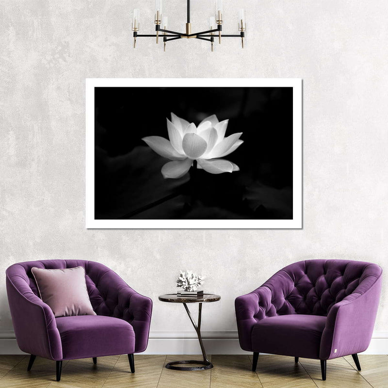 Lotus Flower Monochrome Wall Art