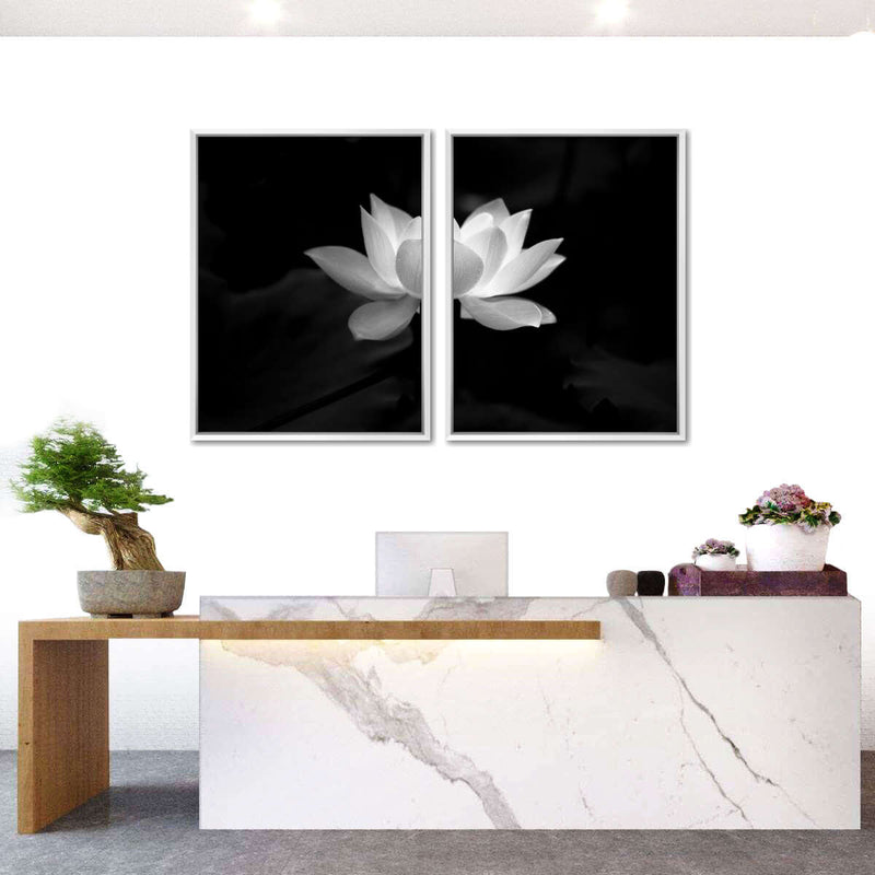 Lotus Flower Monochrome Wall Art