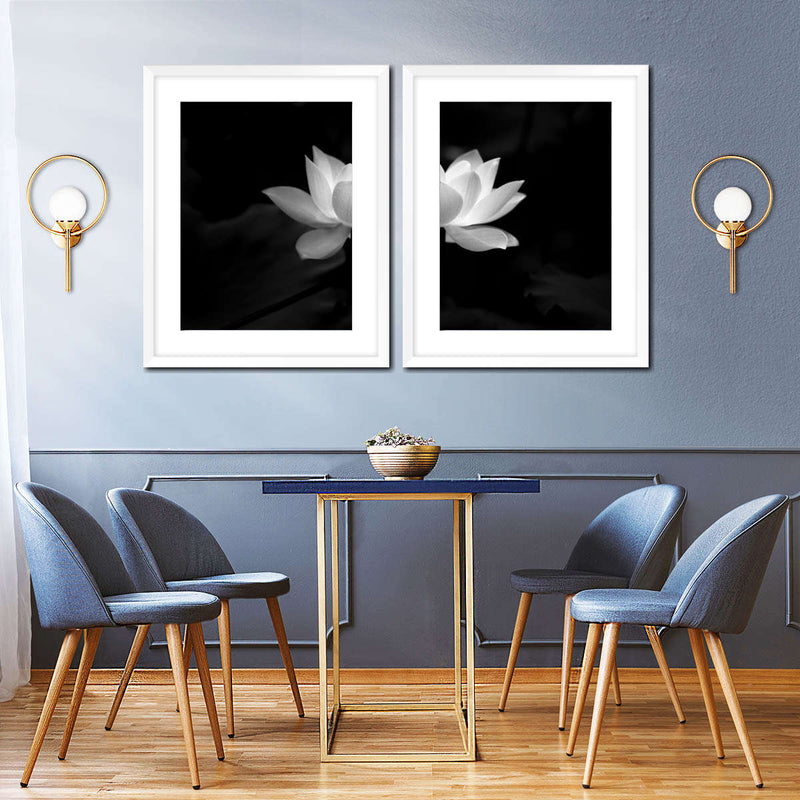 Lotus Flower Monochrome Wall Art