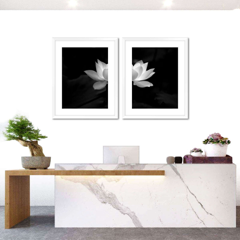 Lotus Flower Monochrome Wall Art