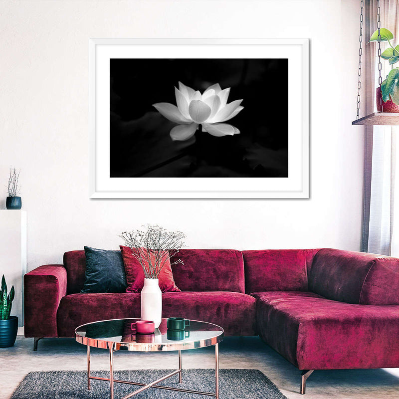 Lotus Flower Monochrome Wall Art
