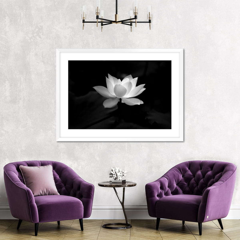 Lotus Flower Monochrome Wall Art