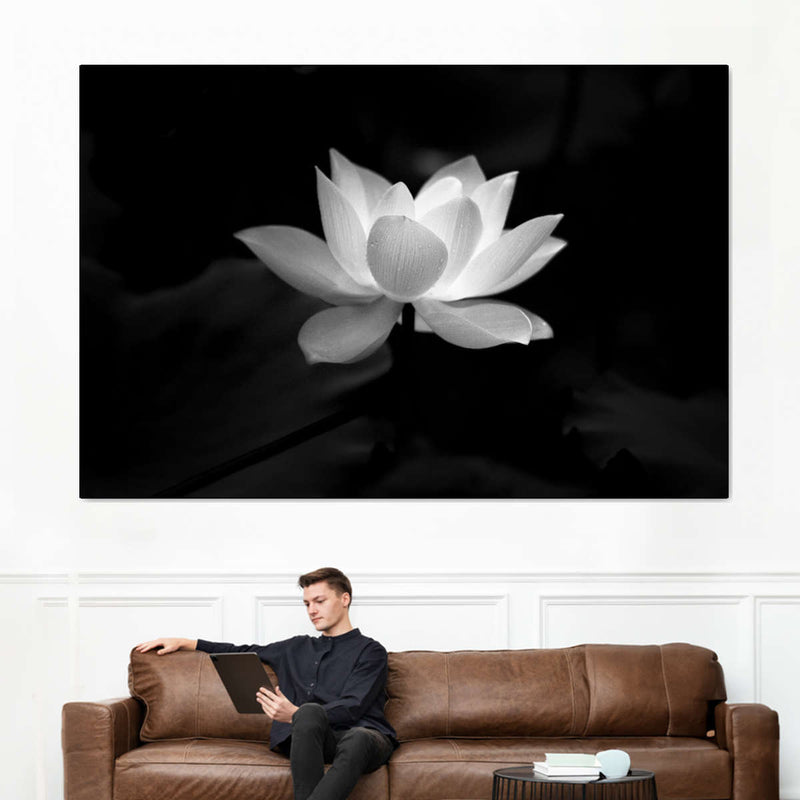 Lotus Flower Monochrome Wall Art