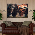 Highland Cow Sparring Canvas Wall Art