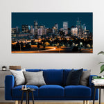 City Skyline Night View Canvas Wall Art