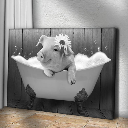 Girly Pig In Bathtub Canvas Wall Art