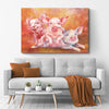 Three Baby Pigs Watercolor Canvas Wall Art
