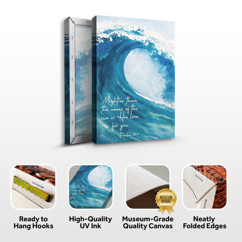 Psalm 93:4 - 'Mightier Than the Waves' Ocean-Inspired Christian Wall Art, Religious Wall Art for Living Room