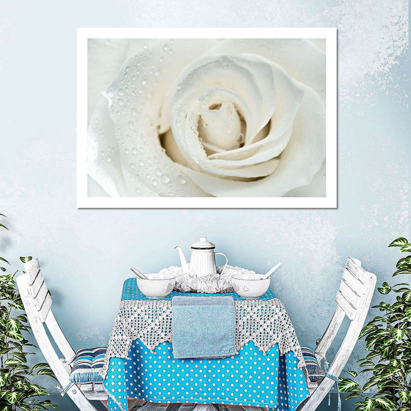 White Rose Close Up Wall Art