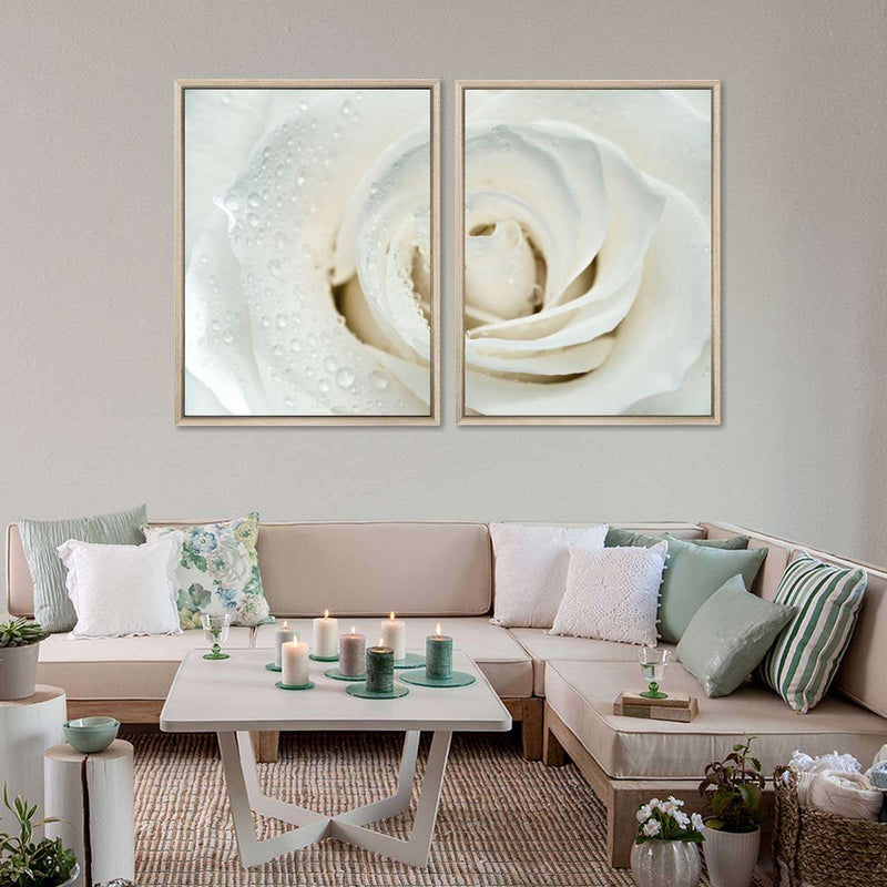 White Rose Close Up Wall Art