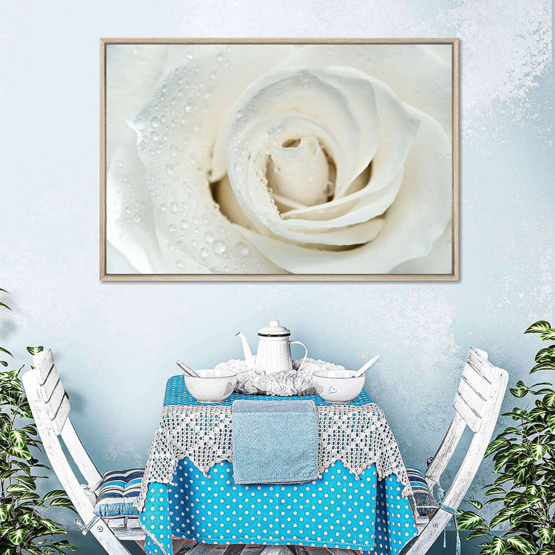 White Rose Close Up Wall Art