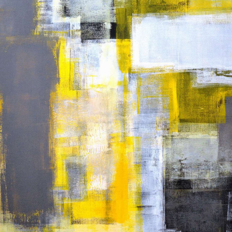 Yellow On Gray Abstract Wall Art