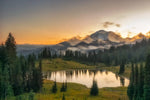 Majestic Sunset At Mount Rainer Wall Art
