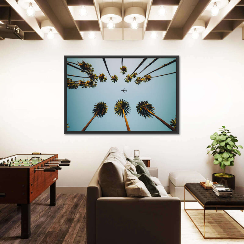 Plane Below Palm Trees Wall Art