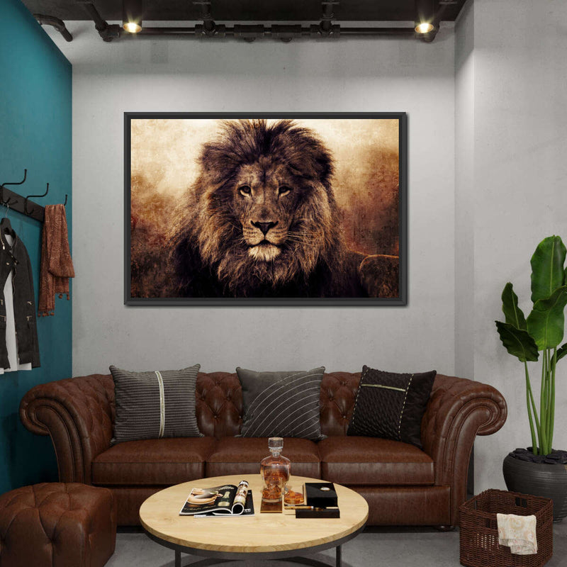 Grunge Lion Head Wall Art