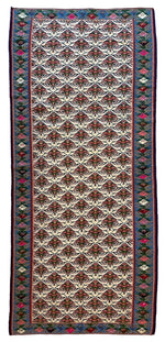 Masterpiece Vintage Persian Senneh Kilim Runner Rug 4’ x 9’