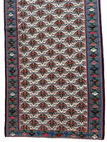 Masterpiece Vintage Persian Senneh Kilim Runner Rug 4’ x 9’