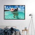 Swimming Pig Wall Art