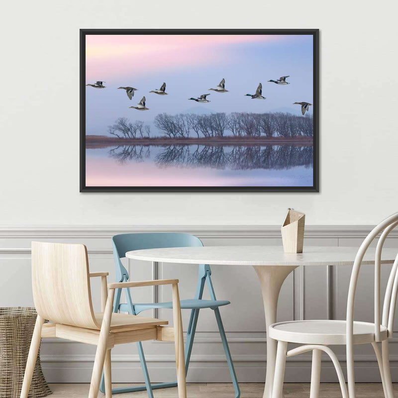 Pink Sky Over Ducks Wall Art