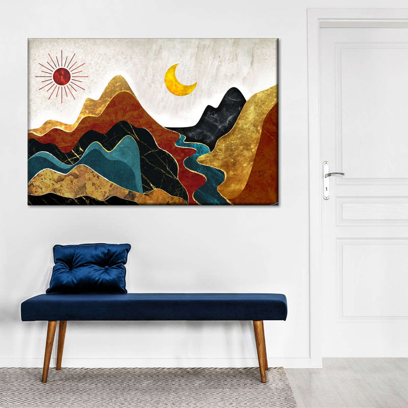 Textured Mountain Landscape Abstract Wall Art
