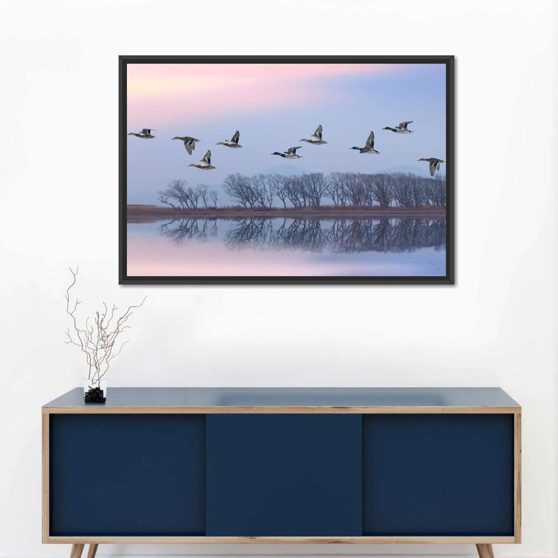 Pink Sky Over Ducks Wall Art