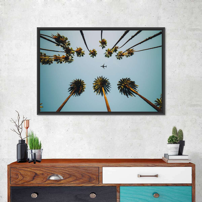 Plane Below Palm Trees Wall Art
