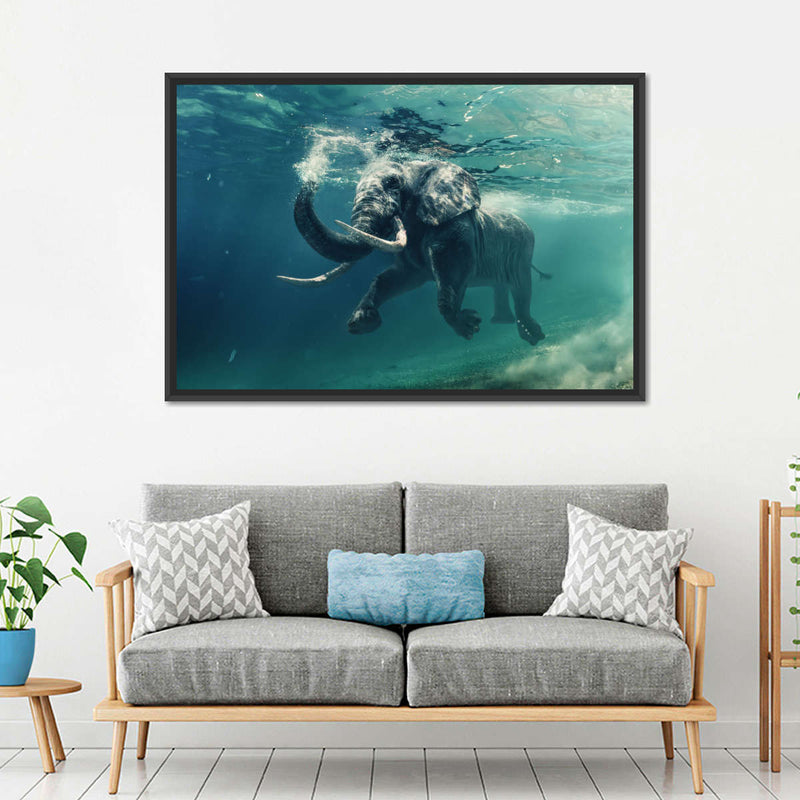Swimming Elephant Wall Art