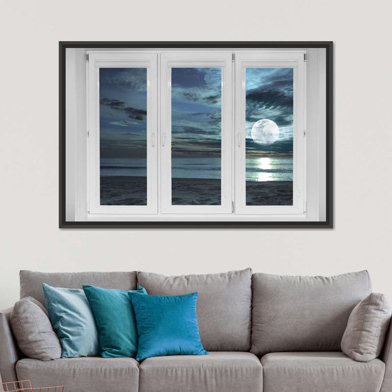 Window To Moonlit Beach Wall Art