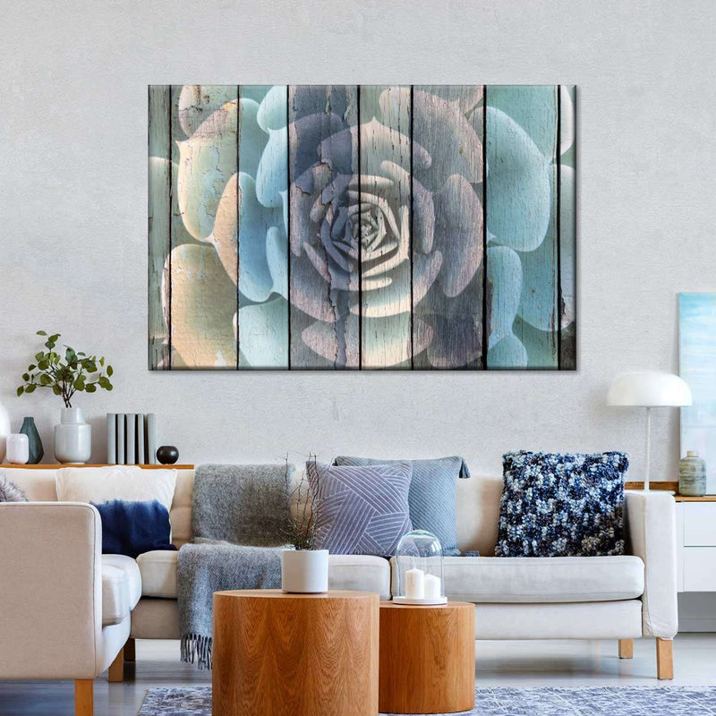 Rustic Blooming Succulent Wall Art