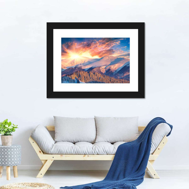 Snowy Mountain Sunrise Wall Art