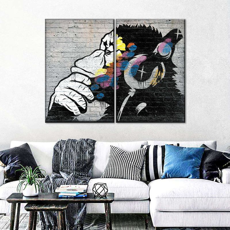 Monkey Wearing Headphones Wall Art