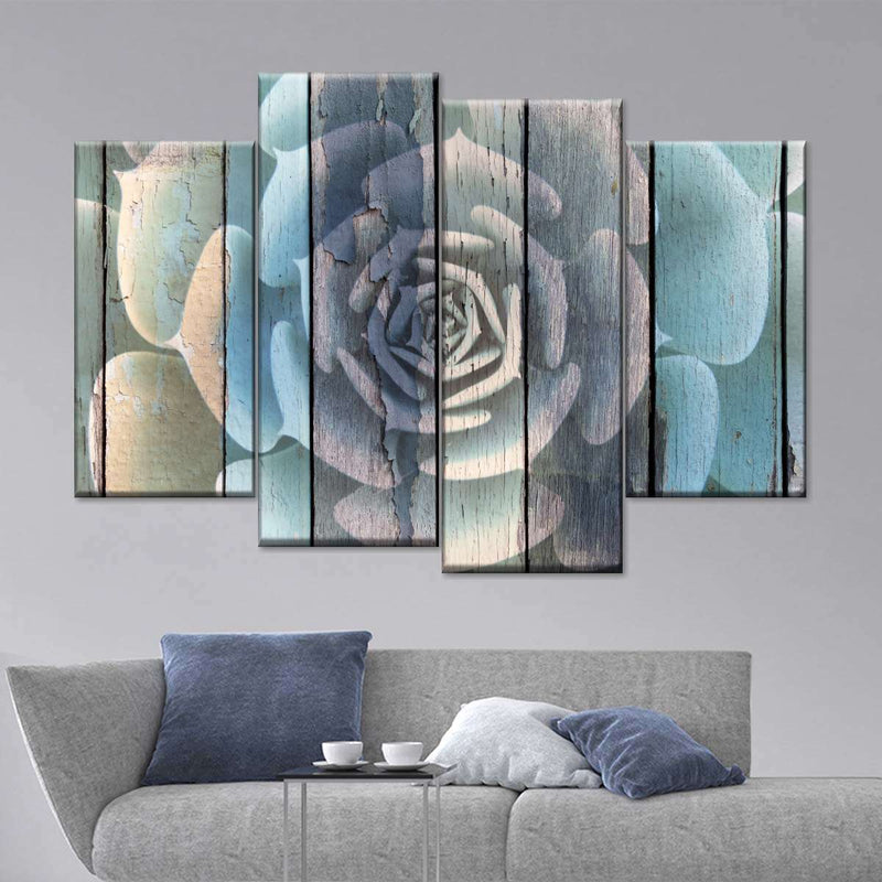Rustic Blooming Succulent Wall Art