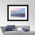 Pink Sky Over Ducks Wall Art