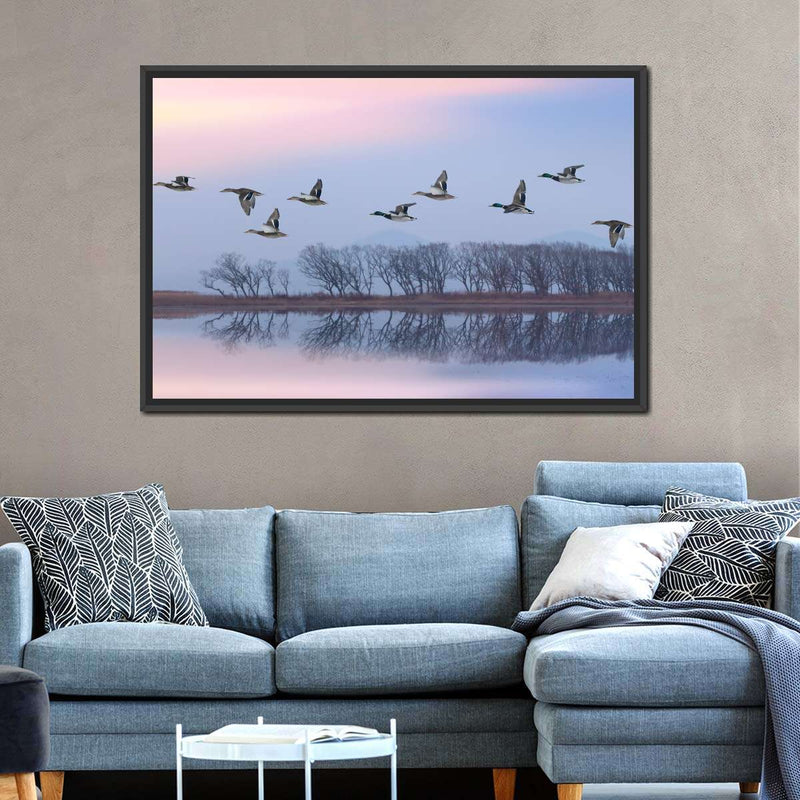 Pink Sky Over Ducks Wall Art