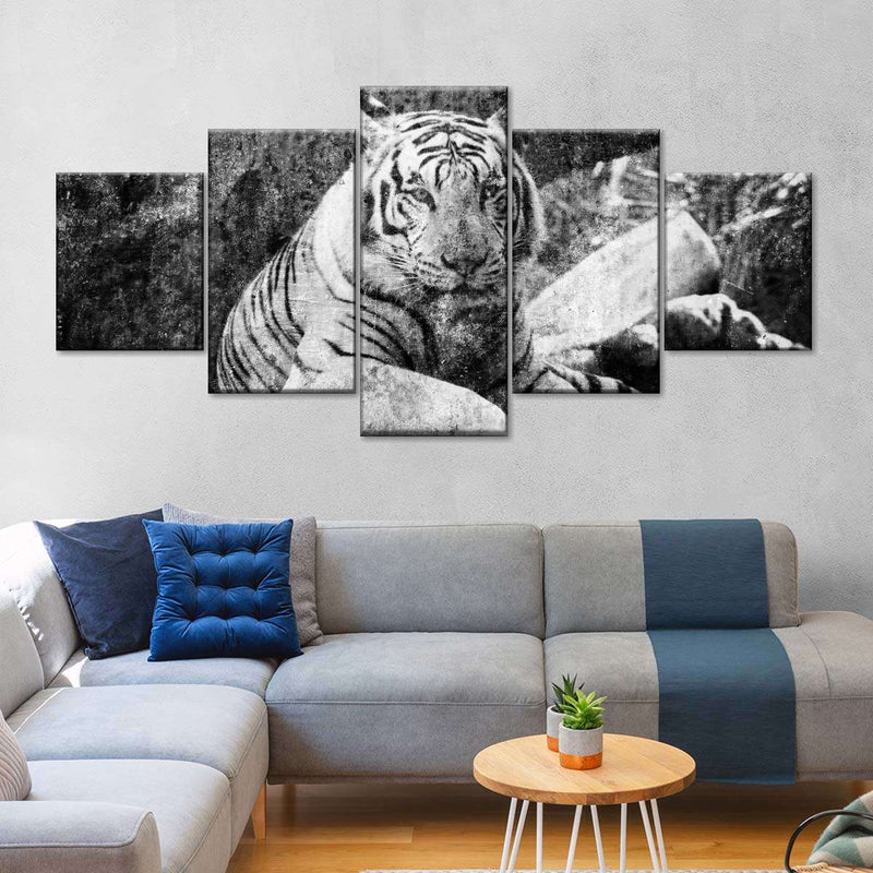Textured White Tiger Wall Art