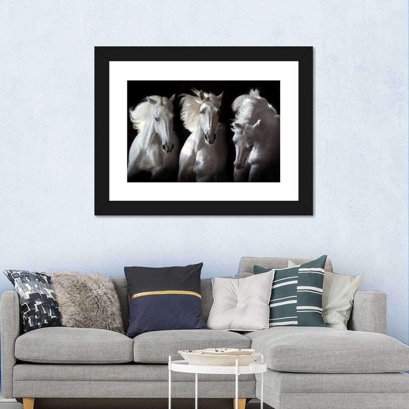 Three White Horses Wall Art