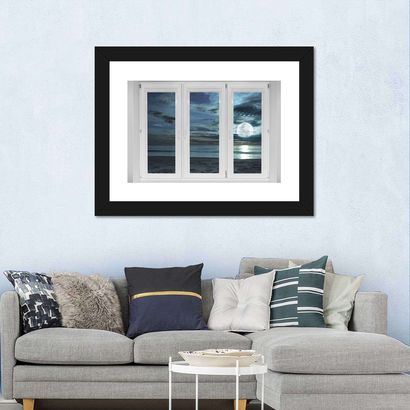 Window To Moonlit Beach Wall Art