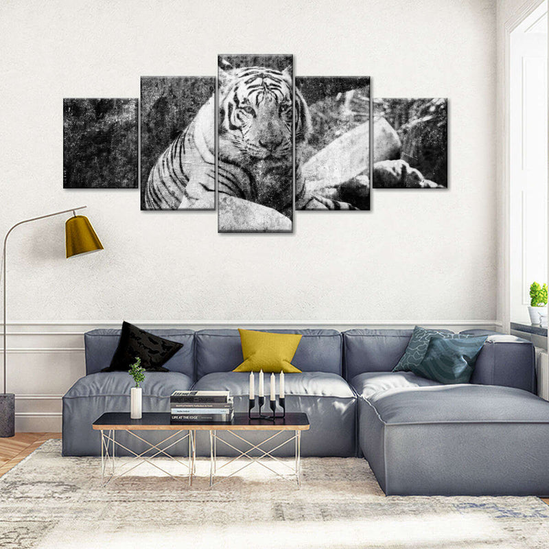 Textured White Tiger Wall Art