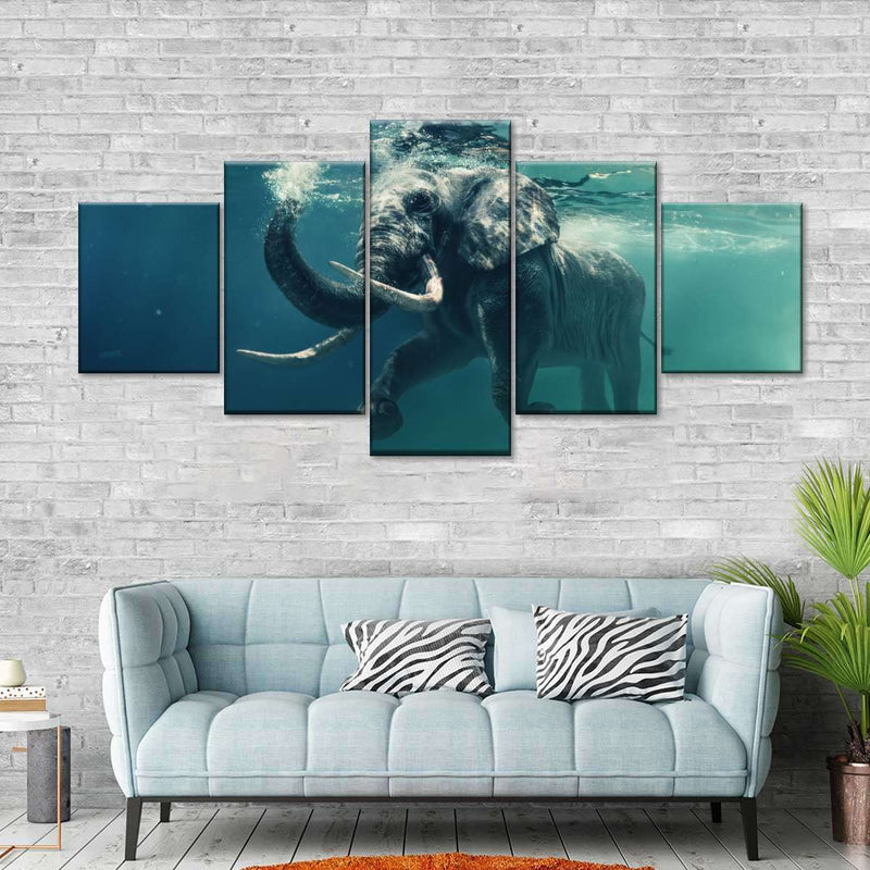 Swimming Elephant Wall Art