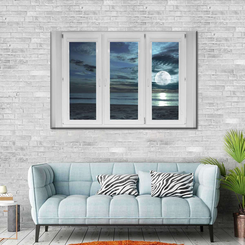 Window To Moonlit Beach Wall Art