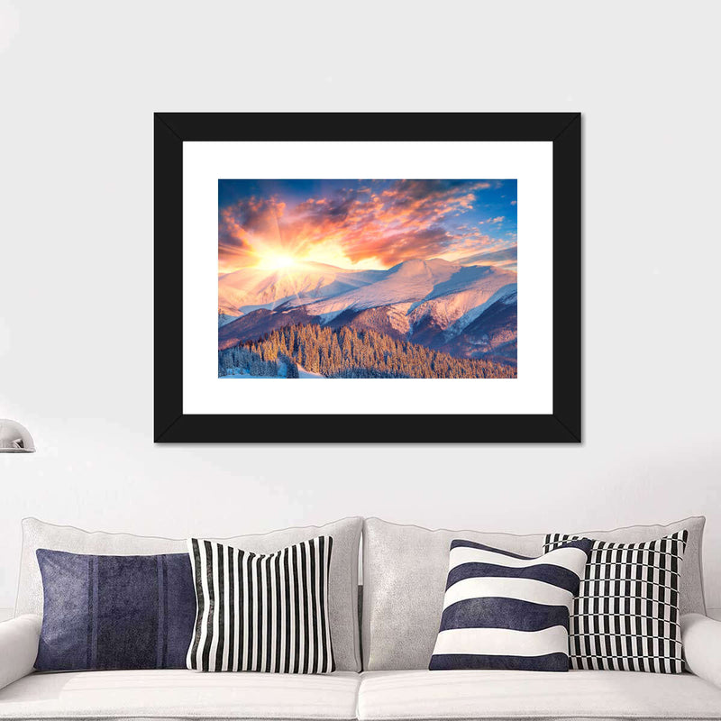 Snowy Mountain Sunrise Wall Art
