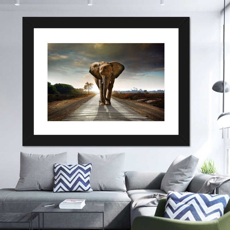 Walking Lone Elephant Wall Art