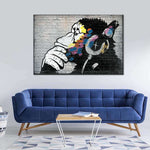 Monkey Wearing Headphones Wall Art