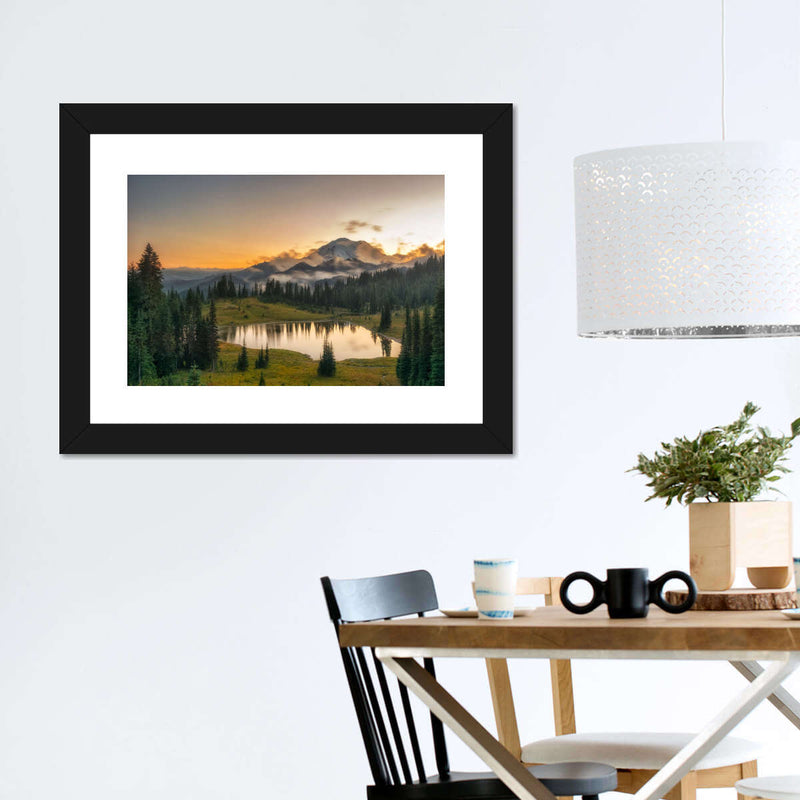 Majestic Sunset At Mount Rainer Wall Art