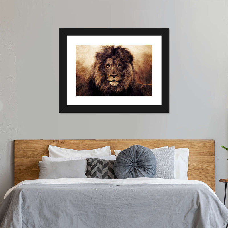 Grunge Lion Head Wall Art